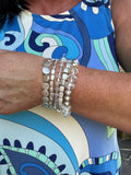 Iridescent Crystal and Silver Bracelet Stack