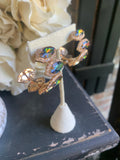 Peacock Gold Crystal Half Hoop Earrings/Restock