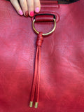 Side of Leopard Handbag in Red