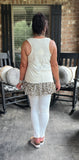 Leopard Ruffle Ribbed Top in Cream