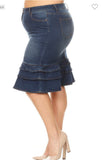 Ruffle Parade Denim Skirt 3X