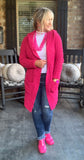 Hot Pink Mid Length Cardigan