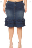 Ruffle Parade Denim Skirt 3X