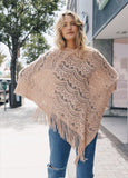 Scallop Knit Lace Poncho in Blush