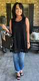FrilLEE Lily Lace Sleeveless Blouse In Black