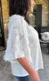 Eyelash Butterfly Sleeve Blouse in Ivory