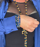 Midnight Blue Gold Stretch Bracelet Stack