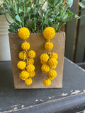 Yellow/ Mustard Beaded Ball Earrings