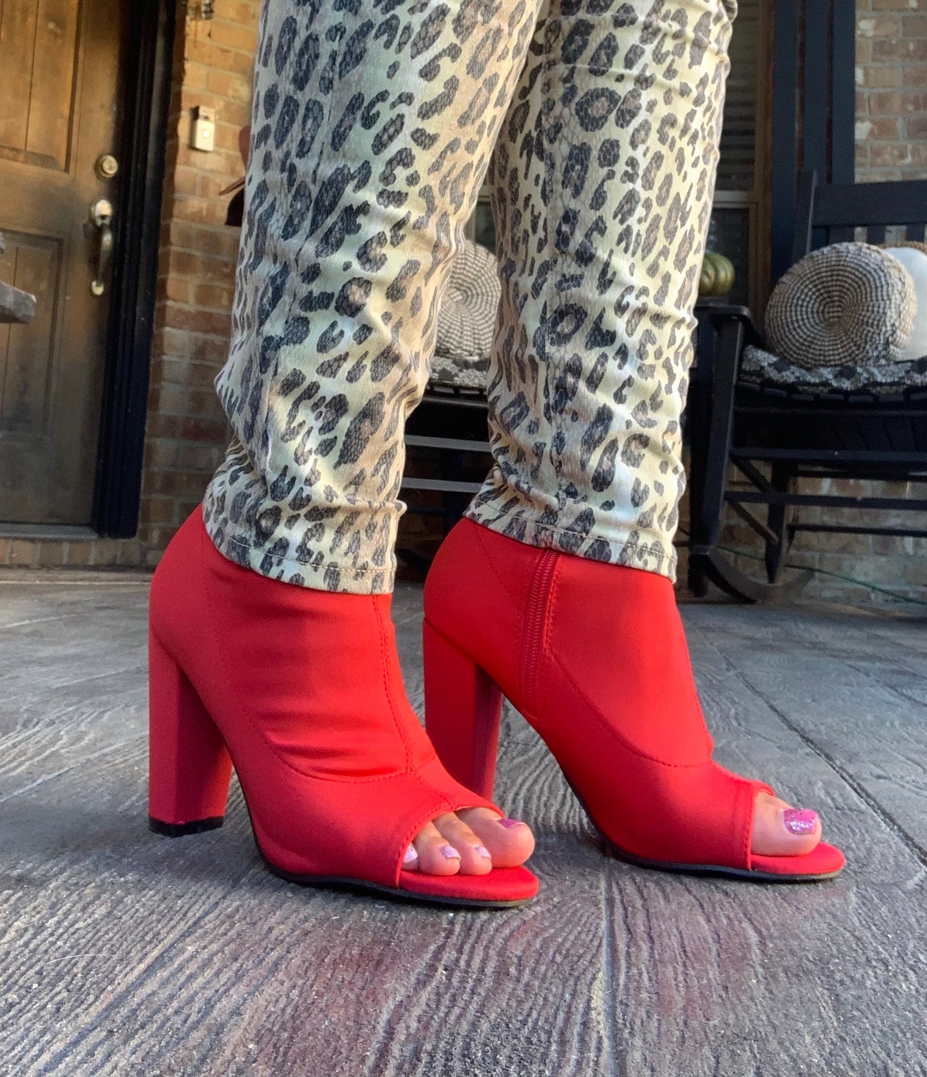 Cherry Red Peep Toe Booties The FrilLEE Lily Boutique