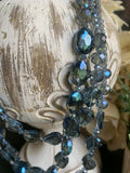 Pretty Blue Iridescent 3 Strand Necklace