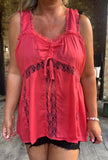 Sharla’s Lace Top in Deep Coral Plus
