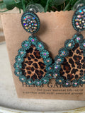 Tara Leopard Earrings in Turquoise Patina
