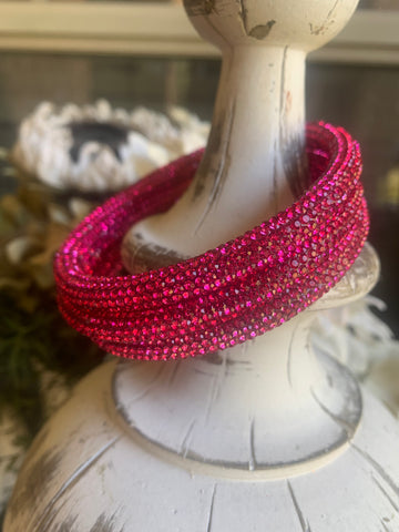 Hot Pink Glitzy Bangle Bracelet Stack