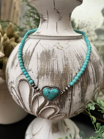 Turquoise Obsession Heart Choker
