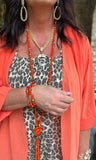 Tangerine and Leopard Stretch Bracelet Stack