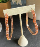 Rose Gold Crystal Heart Shaped Hoops