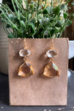 Clear and Light Taupe Crystal Earrings