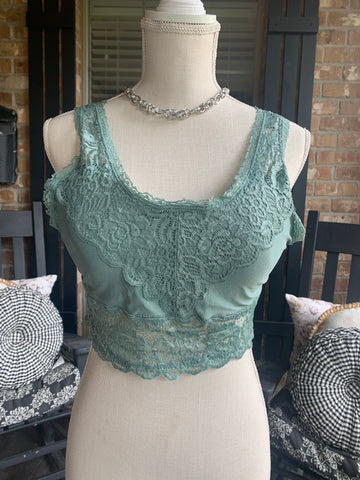FrilLEE Lily Lace Bralette Sage 2X