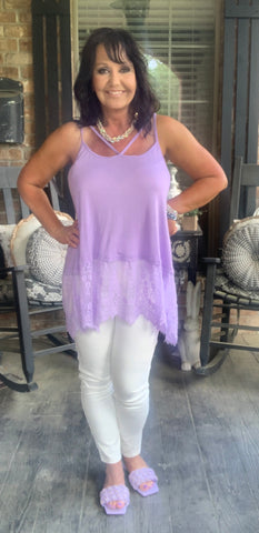 Sweet Pearl Lace Top in Lavender