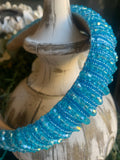 Iridescent Beaded Headband in Ice Blue