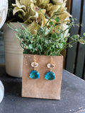 Clear and Turquoise Crystal Earrings