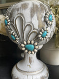 Ivory Turquoise Petals Stone Necklace