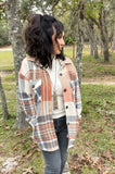 Casually FrilLEE Plaid Shacket in Rust