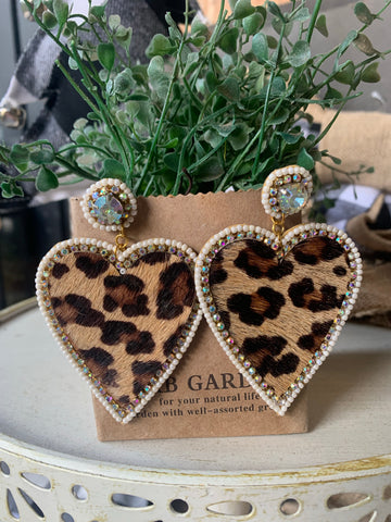 Twinkle Heart Leopard Earrings