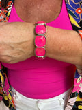 Bright Pink Camee Stretch Bracelet