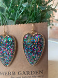 Irresistible Glitter Heart Earrings in Azure