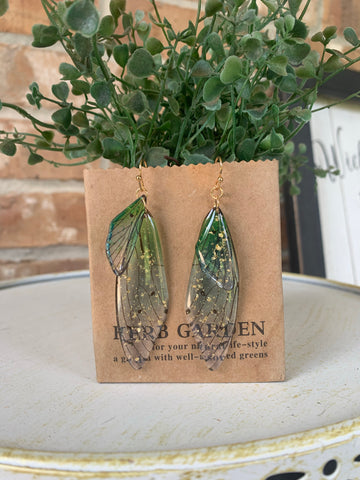 Pretty Butterfly Wing Earrings in Green