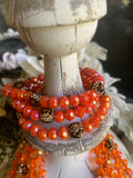 Iridescent Tangerine Leopard Stretch Bracelet Stack