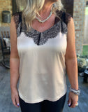 Crystals and Lace Blouse in Champagne