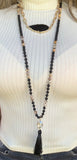Maggie Crystal Tassel Beaded Necklace