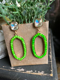 Bright Green Crystal Earrings