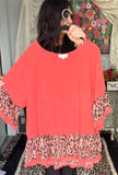 Feeling Fabulous Leopard Blouse in Coral Plus