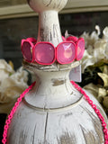 Neon Pink Camee Stretch Bracelet