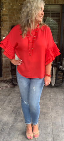 Paris Bound Blouse in Tomato S