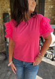 Sassy in Tulle Top in Hot Pink