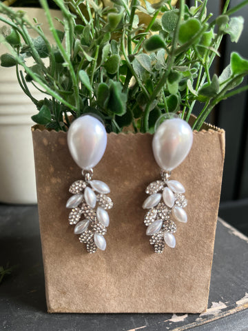 Pearl and Silver Vine Earrings