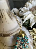 Turquoise Ivory Mocha Beaded Collar Necklace