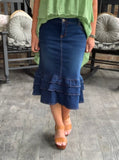 Ruffle Parade Denim Skirt 3X