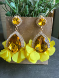 Yellow Crystal Petals Earrings