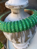 Iridescent Beaded Headband in Kiwi Green