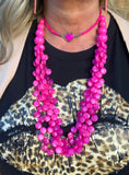 Pink Love Beaded Statement Necklace