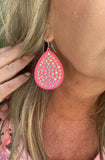 Pink Neon Crystal Earrings