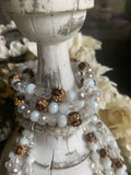 White and Clear Leopard Stretch Bracelet Stack
