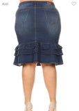 Ruffle Parade Denim Skirt 3X