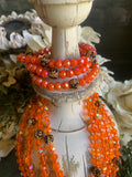 Iridescent Tangerine Leopard Stretch Bracelet Stack