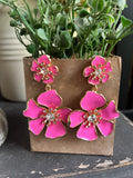 Pretty Camelia Flower Earrings in Pink
